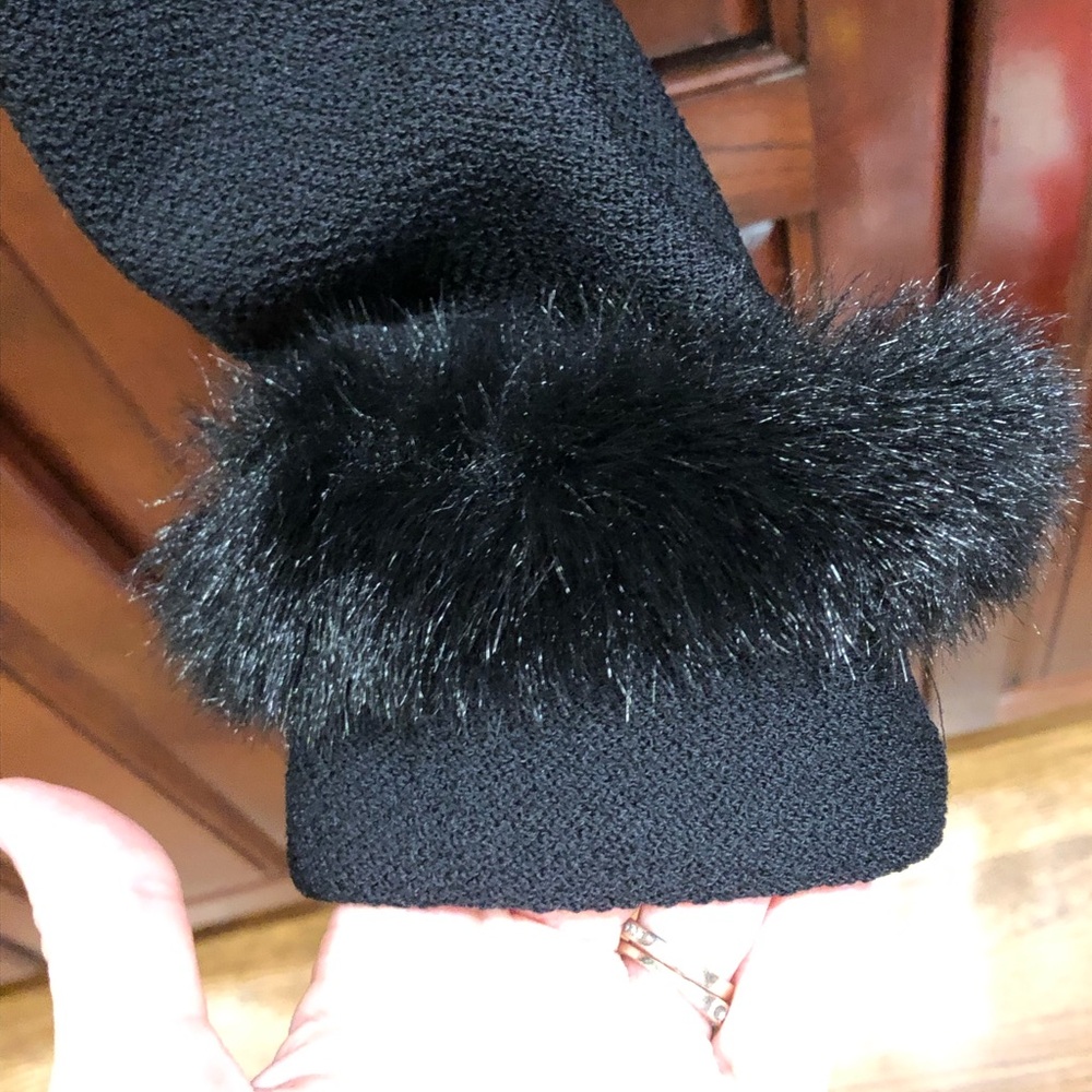 Vintage St. John Black Fur Trim Blazer Jacket Sz 6 Knit Quiet Luxury Old Money - Picture 9 of 11
